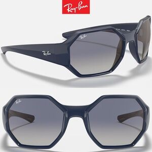 RAY-BAN UNISEX RB4337 61974L POLISHED BLUE GRADIENT BLUE OCTAGON SUNGLASSES.59mm